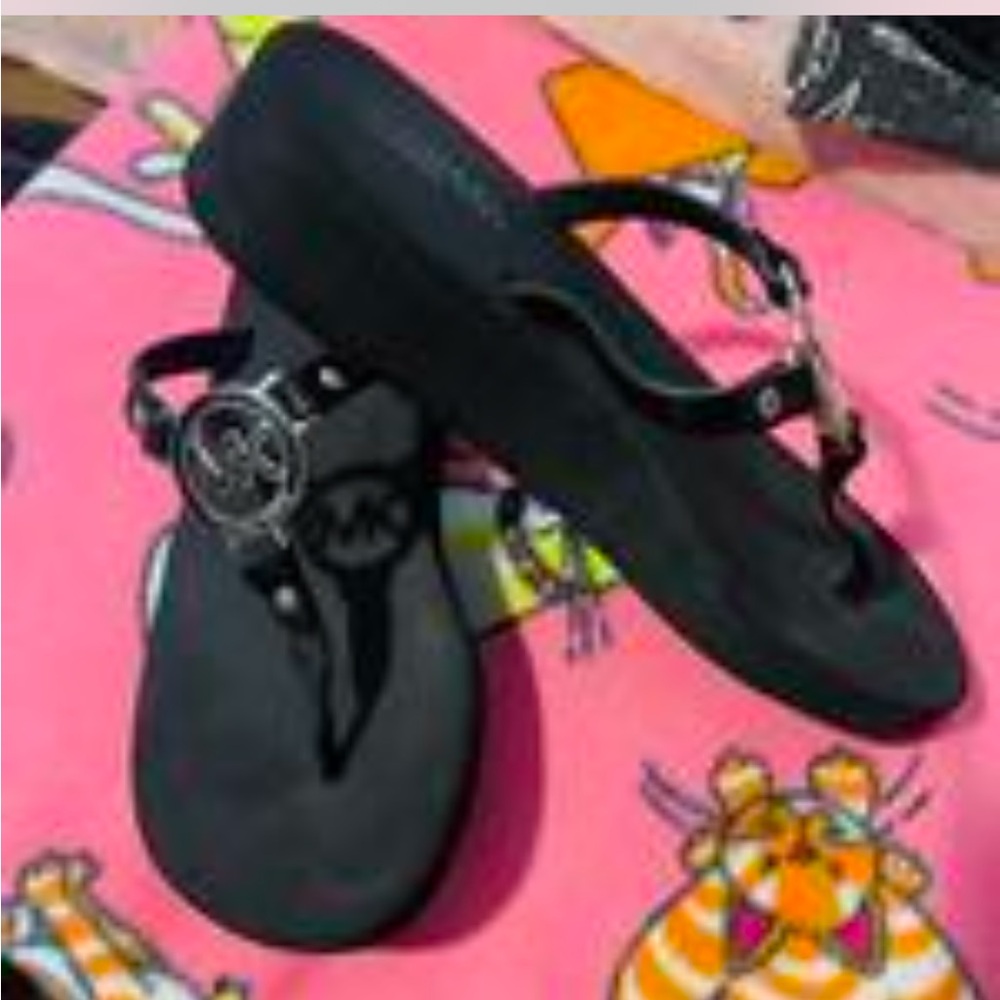 Michael Kors Black Logo Thong Sandals - Picture 2 of 5